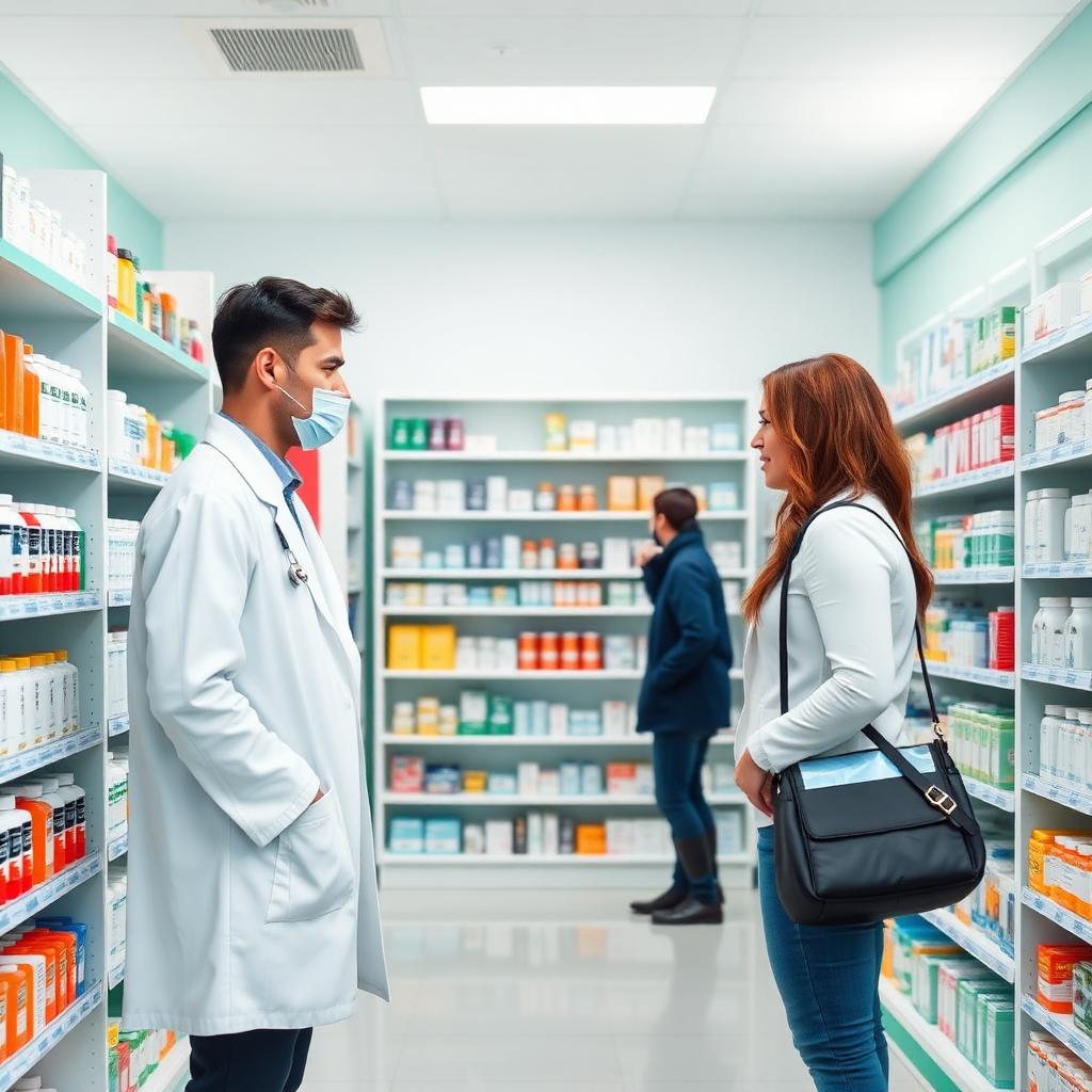 Interior moderno da Farmacia Silveirão com farmacêutico atendendo cliente